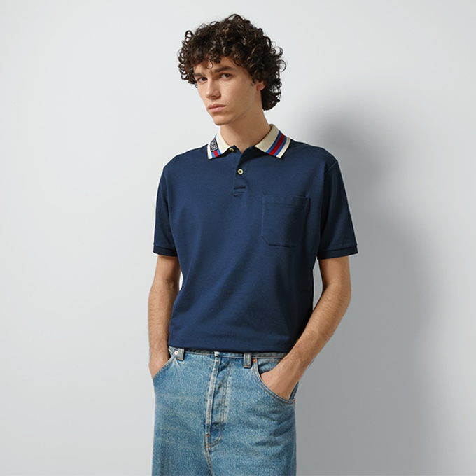 gucci inter‑g collar short‑sleeve polo shirt
